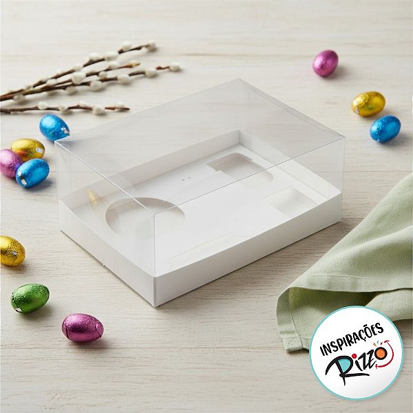 Caixa Kit Confeiteiro - Meio Ovo de 100g a 150g - 20x15,5x9,7cm - Branca - 5unidades - Assk