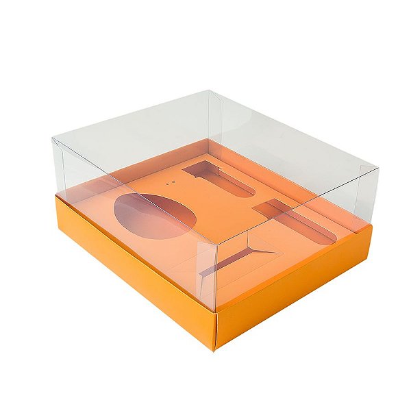 Caixa Ovo de Colher Kit Confeiteiro - Meio Ovo de 100g a 150g - 20,5cm x 17cm x 6,5cm - Laranja - 5unidades - Assk - Pás