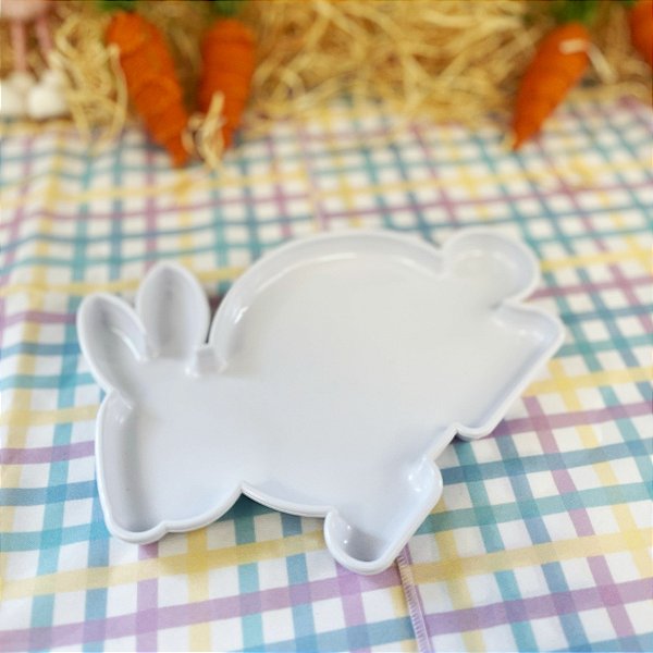 Bandeja Decorativa de Páscoa - Coelho Branco - 24cm - 1 unidade - Só Boleiras - Rizzo