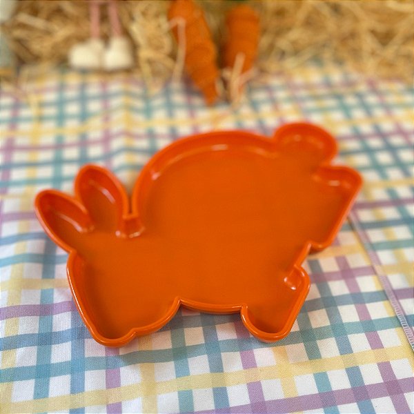 Bandeja Decorativa de Páscoa - Coelho Laranja - 24cm - 1 unidade - Só Boleiras - Rizzo