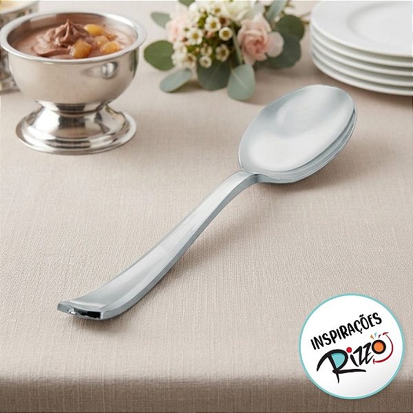 Colher Sobremesa Premium Prata - 13cm - 10 unidades - Rizzo