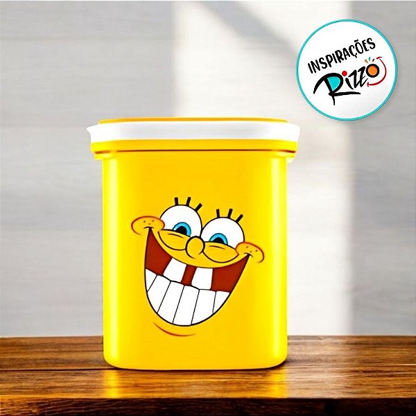 Pote de Plástico Organizador Bob Esponja - 10x8cm - 500ml - 1 unidade - Rizzo