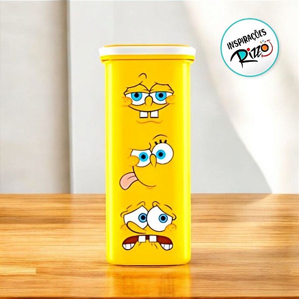 Pote de Plástico Organizador Bob Esponja - 20x9,2cm - 1000ml - 1 unidade - Rizzo