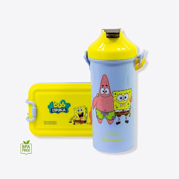 Kit Garrafa 500ml e Marmita 620ml - Bob Esponja - 1 unidade - Rizzo