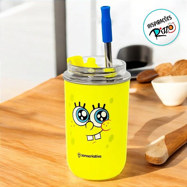 Copo Neo Com Canudo - Bob Esponja - 300ml - 1 unidade - Rizzo