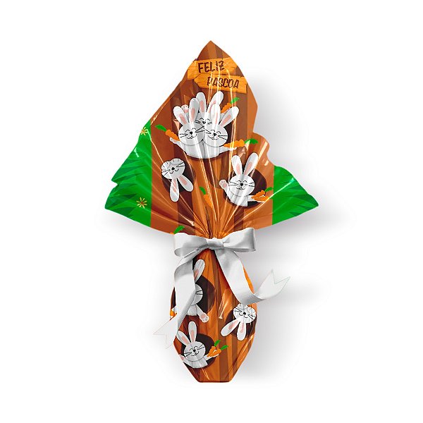 Saco Express 32x32cm para Ovos de 150g a 200g - Coelho Feliz - 05 unidades - Cromus Páscoa - Rizzo Embalagens
