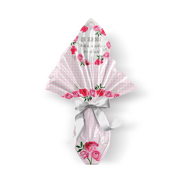 Saco Express 39x39cm para Ovos de 350g a 500g - Leveza Rosa - 05 unidades - Cromus Páscoa - Rizzo Embalagens