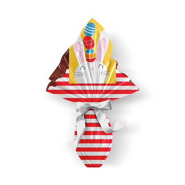 Saco Express 39x39cm para Ovos de 350g a 500g - Adoleta Listras Vermelho - 05 unidades - Cromus Páscoa - Rizzo Embalagens