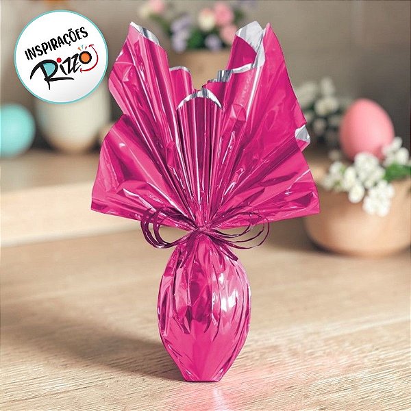 Folha para Ovos de Páscoa Metalizado Pink 69x89cm - 05 unidades - Cromus Páscoa - Rizzo Embalagens