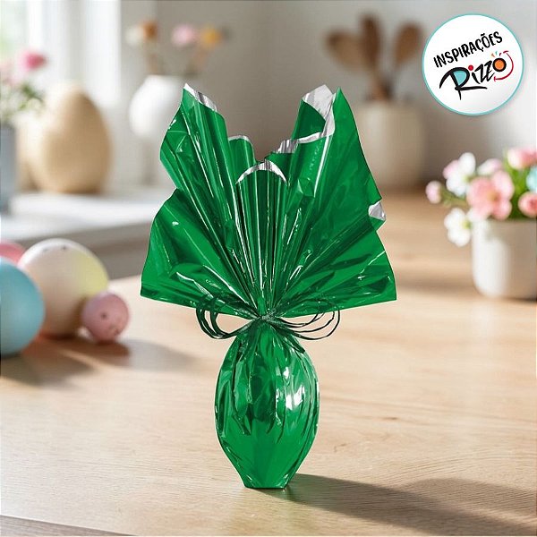 Folha para Ovos de Páscoa Metalizado Verde 69x89cm - 05 unidades - Cromus Páscoa - Rizzo Embalagens