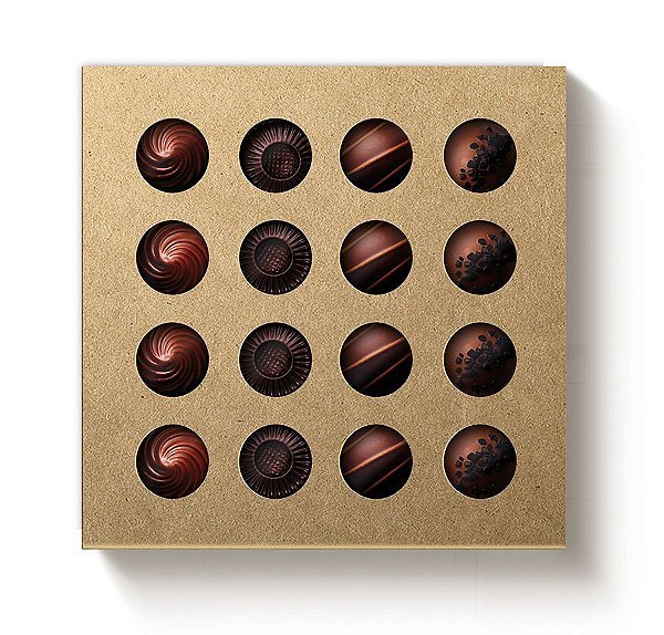 Caixa para 16 Doces Quadrada com Luva Vazada - 10 unidades - 16,8x16,8x4cm - Cromus Profissional