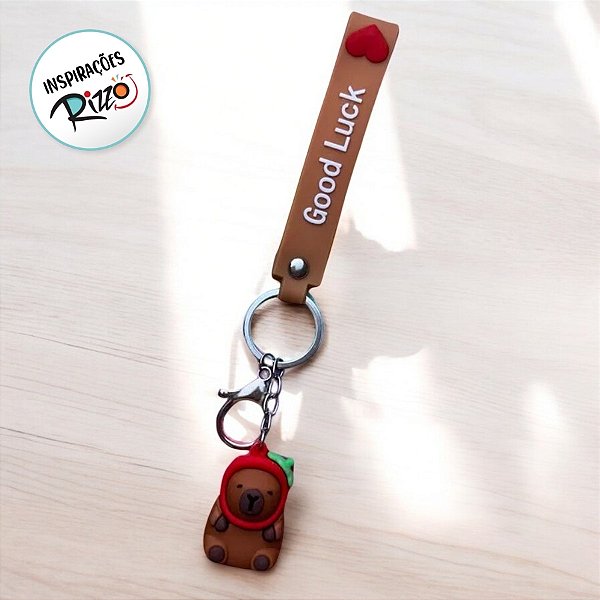 Chaveiro Good Luck Capivara Touca de Tomate - 4cm - 1 unidade - Rizzo