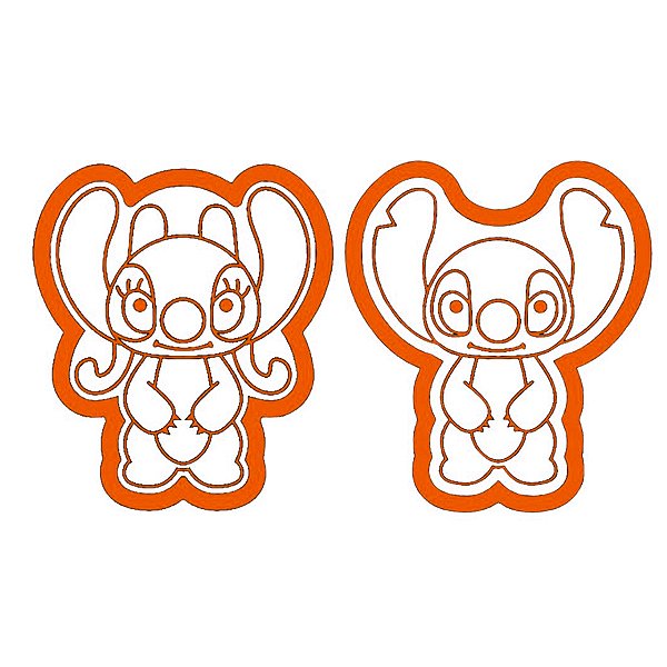 Kit Cortador Carimbo Casal Lilo  - 6,5x5,5cm - Ref. 1046 - 2 unidades - RR Cortadores - Rizzo
