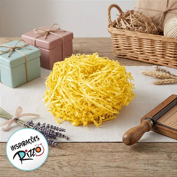 Palha de Seda Decorativa Amarelo - 01 pacote 50g - Cromus Páscoa - Rizzo Embalagens