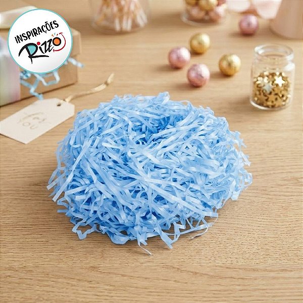 Palha de Seda Decorativa Azul Claro - 01 pacote 50g - Cromus Páscoa - Rizzo Embalagens