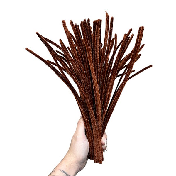 Haste de Chenille 30cm - Marrom - 100 unidades - Rizzo