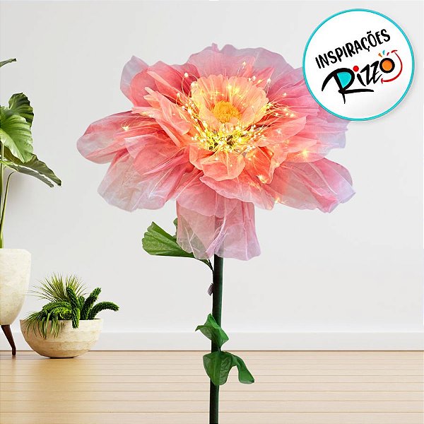 Flor de LED Para Decoração Com Movimento - Rosa - 1,8mx60x60cm - 1 unidade - Rizzo