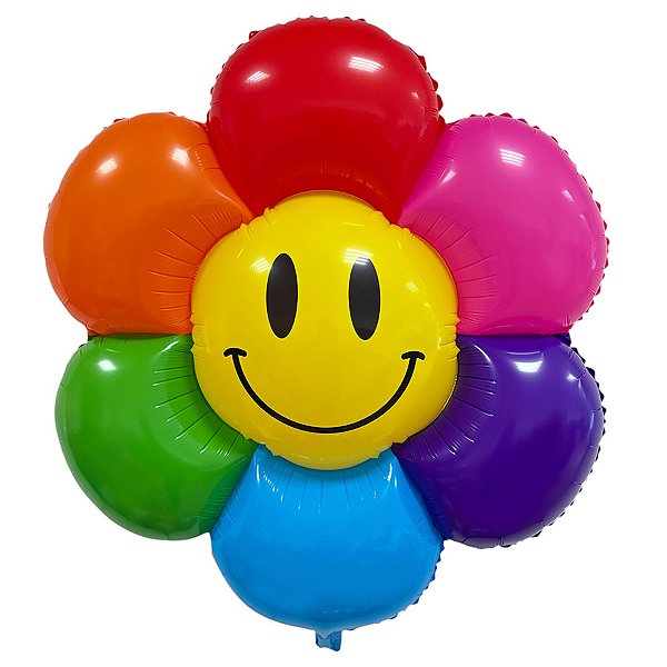 Balão de Festa Microfoil 75cm - Margarida Colorida - 10 unidades - Rizzo