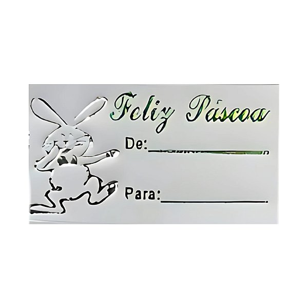 Etiqueta De Páscoa - De/Para - Coelho Prata e Escrita Verde - 2cm - 100 unidades - Rizzo