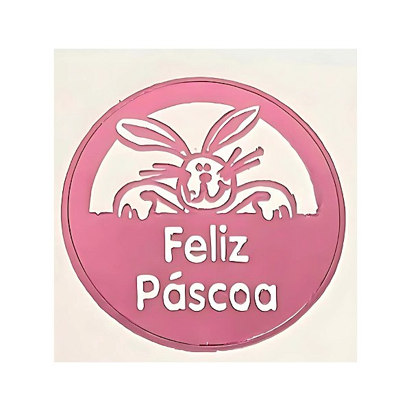 Etiqueta De Páscoa Rosa - Coelho Dentro do Círculo - 3cm - 100 unidades - Rizzo