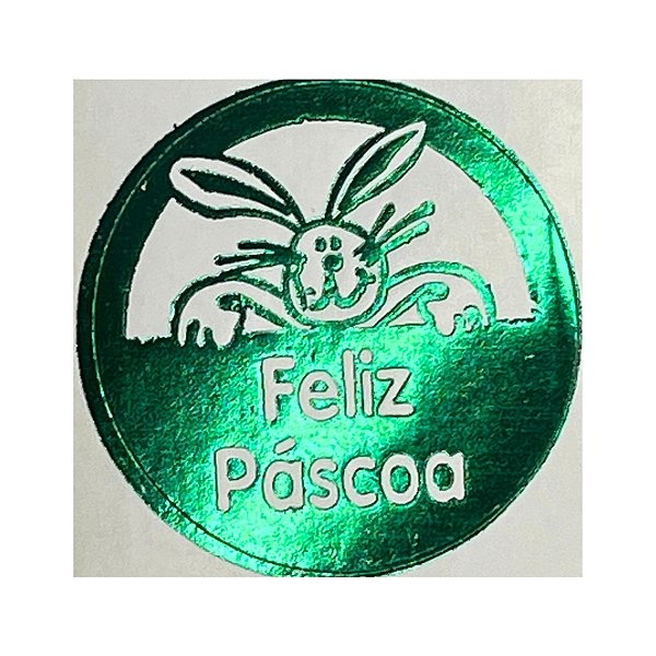 Etiqueta De Páscoa Verde - Coelho Dentro do Círculo - 3cm - 100 unidades - Rizzo