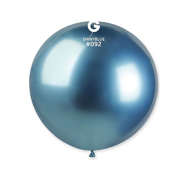 Balão de Festa Metalizado 31" 80cm - Redondo Azul - 1 unidade - Gemar - Rizzo