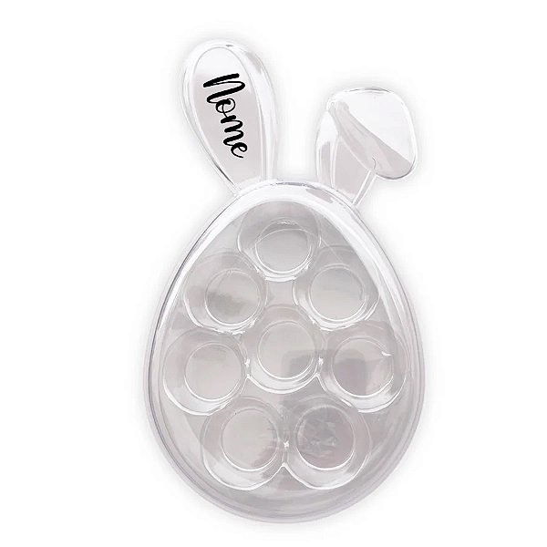Caixa Acrílica Coelho com Berço Personalizado com Nome - Transparente - 23,5x13cm - 1 unidade - Rizzo