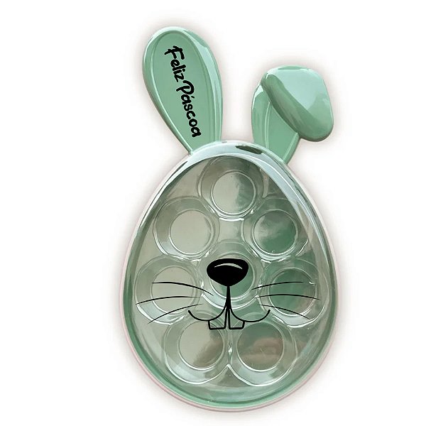 Caixa Acrílica Coelho com Berço Feliz Páscoa - Verde Menta - 23,5x13cm - 1 unidade - Rizzo