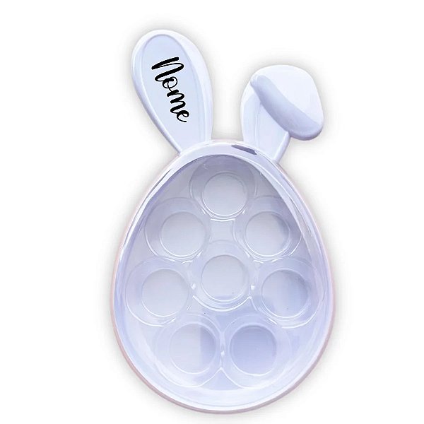 Caixa Acrílica Coelho com Berço Personalizado com Nome - Branco - 23,5x13cm - 1 unidade - Rizzo