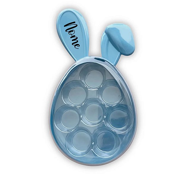 Caixa Acrílica Coelho com Berço Personalizado com Nome - Azul Bebê - 23,5x13cm - 1 unidade - Rizzo