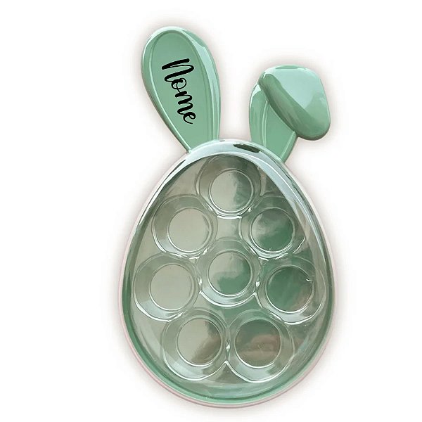 Caixa Acrílica Coelho com Berço Personalizado com Nome - Verde Menta - 23,5x13cm - 1 unidade - Rizzo