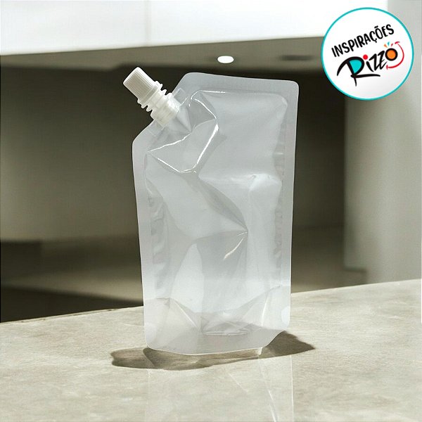 Saco Plástico com Tampa Lateral para Bebidas - 500ml - 13x19cm - 50 unidades - Rizzo