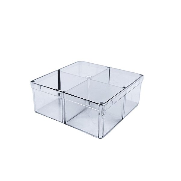 Caixa Acrilica Transparente Quadrada com Divisórias - 7x7cm - 10 unidades - Rizzo