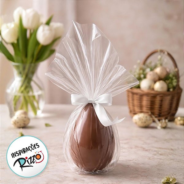 Saco Express 37,5x37,5cm para Ovos de 250g a 350g - Incolor - 5 unidades - Cromus Páscoa - Rizzo Embalagens