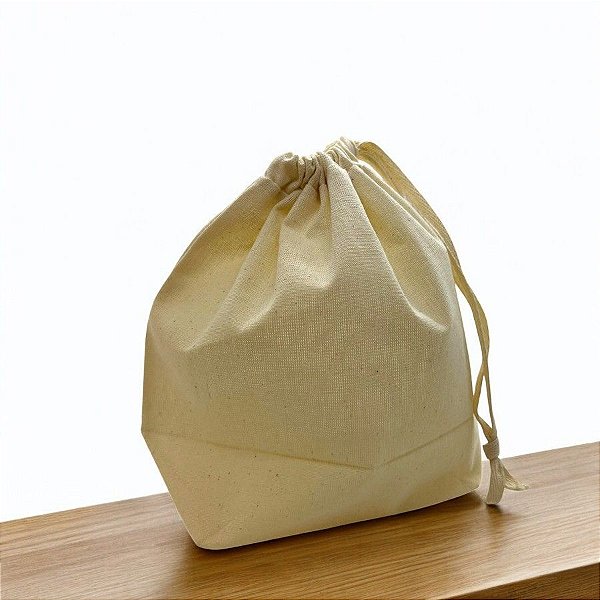Saco de Algodão Cru R02 - 20x18x6cm - 5 unidades - Rizzo