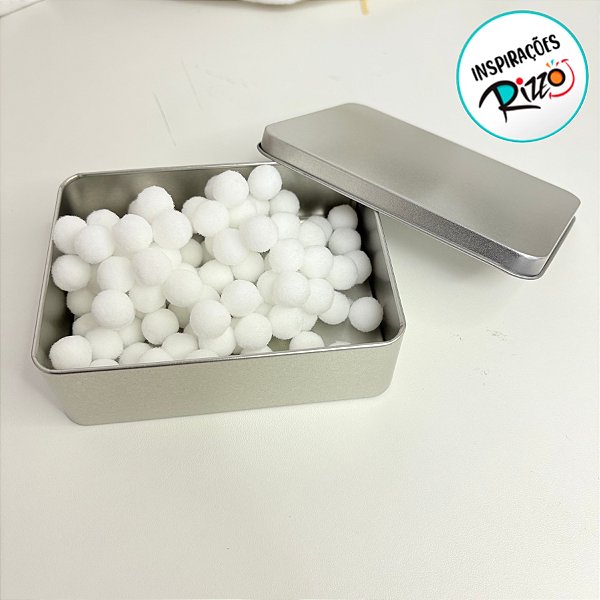 Lata de Metal Retangular - Prata - 12,5x9cm - 4 unidades - Rizzo