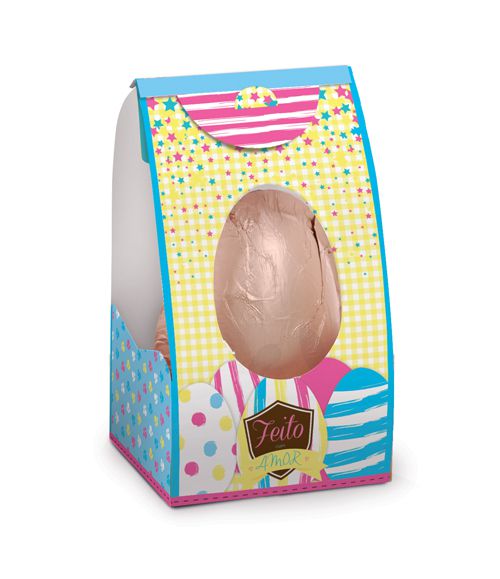 Caixa Gift Egg Fascínio para Ovos de 150g a 250g - 15,5x9x8,5cm - 10 unidades - Cromus Páscoa - Rizzo Embalagens