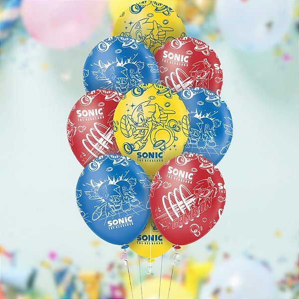 Balão de Festa Decorado 12'' 30,5cm - Sonic - 10 unidades - Regina - Rizzo