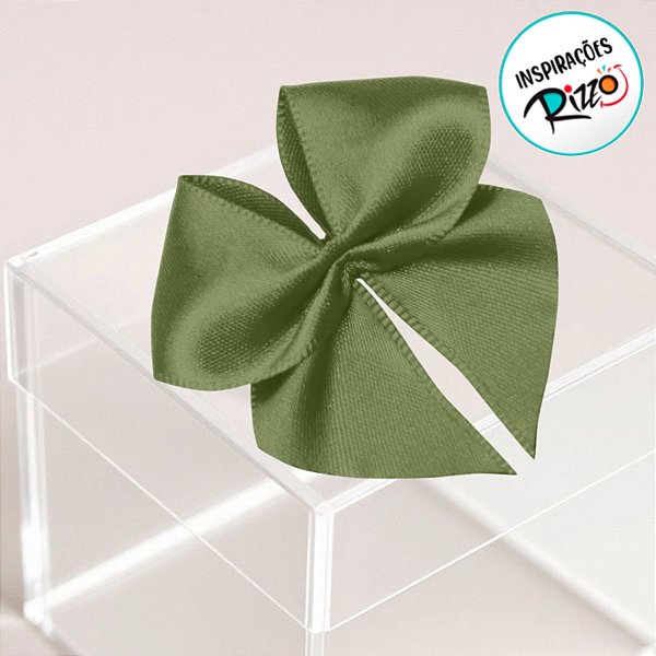 Lacinho de Fita de Cetim Verde Militar 38mm - 7,6cm - Cor 249 - 6 unidades - Progresso - Rizzo