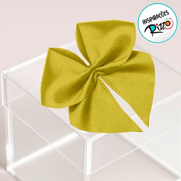 Lacinho de Fita de Cetim Amarelo Canario 38mm - 7,6cm - Cor 242 - 6 unidades - Progresso - Rizzo