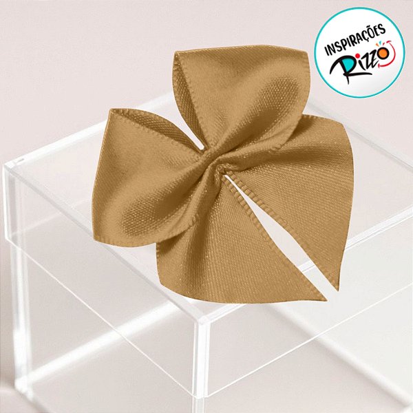 Lacinho de Fita de Cetim Ouro 38mm - 7,6cm - Cor 228 - 6 unidades - Progresso - Rizzo