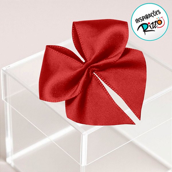 Lacinho de Fita de Cetim Vermelho 38mm - 7,6cm - Cor 209 - 6 unidades - Progresso - Rizzo