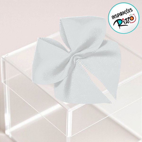Lacinho de Fita de Cetim Branco 38mm - 7,6cm - Cor 201 - 6 unidades - Progresso - Rizzo