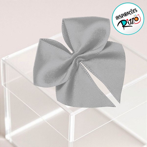 Lacinho de Fita de Cetim Prata 38mm - 7,6cm - Cor 084 - 6 unidades - Progresso - Rizzo