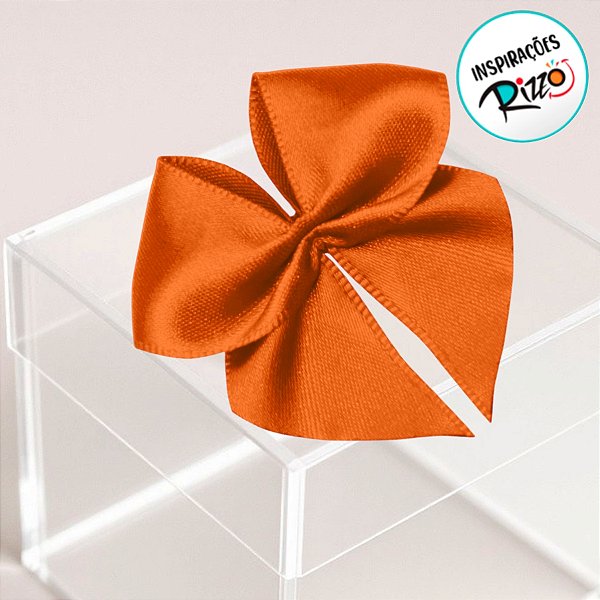 Lacinho de Fita de Cetim Laranja 38mm - 7,6cm - Cor 066 - 6 unidades - Progresso - Rizzo