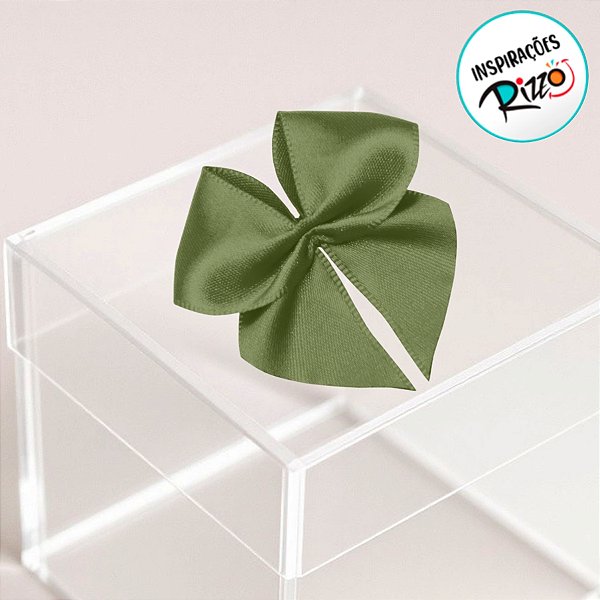 Lacinho de Fita de Cetim Verde Militar 22mm - 5cm - Cor 249 - 12 unidades - Progresso - Rizzo