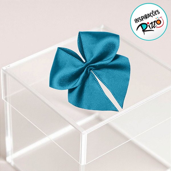Lacinho de Fita de Cetim Azul Turquesa 22mm - 5cm - Cor 213 - 12 unidades - Progresso - Rizzo