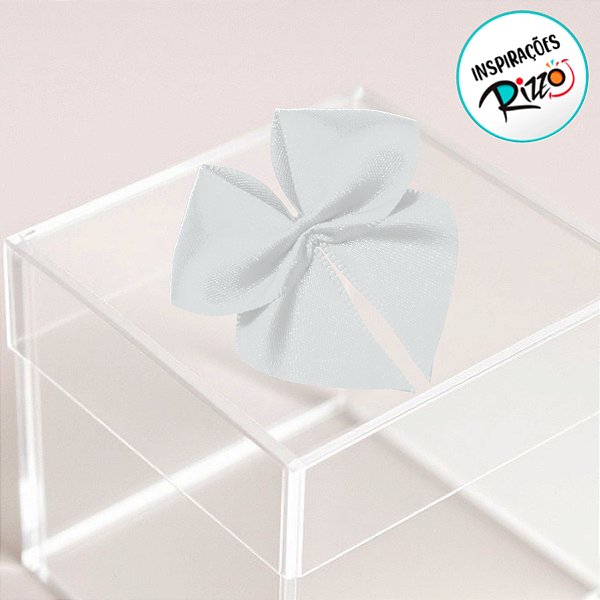 Lacinho de Fita de Cetim Branco 22mm - 5cm - Cor 201 - 12 unidades - Progresso - Rizzo