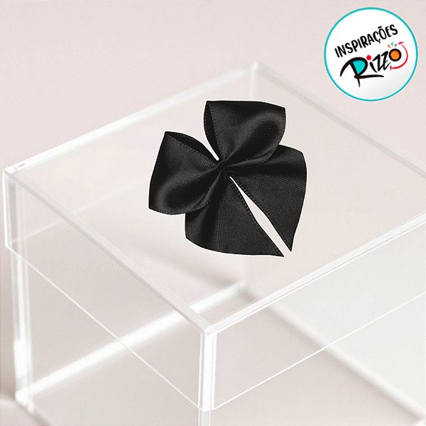 Lacinho de Fita de Cetim Preto 15mm - 3,5cm - Cor 219 - 20 unidades - Progresso - Rizzo