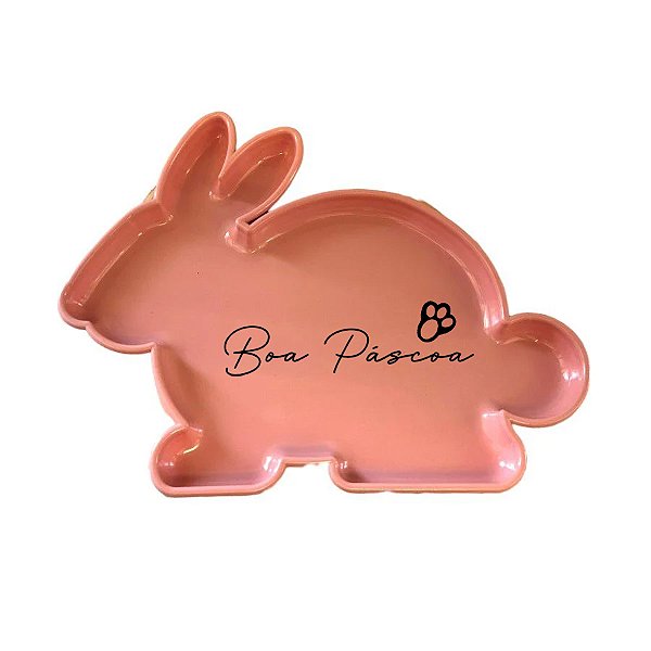Bandeja Decorativa Boa Páscoa - Coelho Rose - 1 unidade - Rizzo